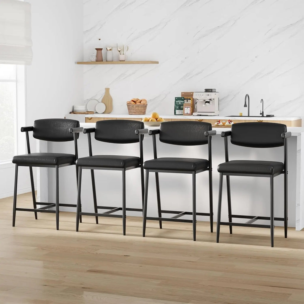 The Comfort Bar Stool Set — Set of 2 with Back, Arms & Footrest