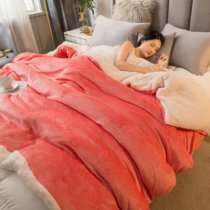 Double-Sided Wool Throw Blanket