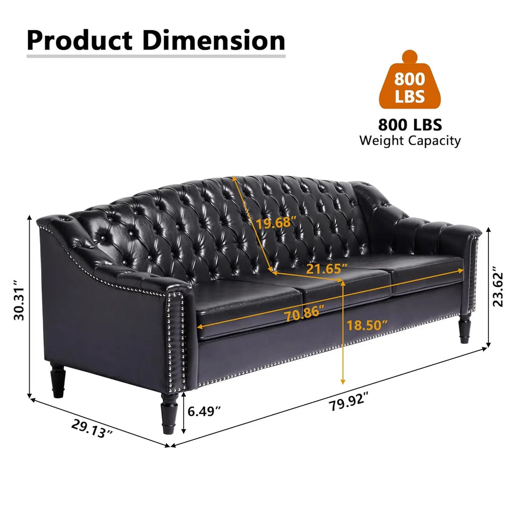 The Chesterfield Sofa — 80" High Back Leather Couch