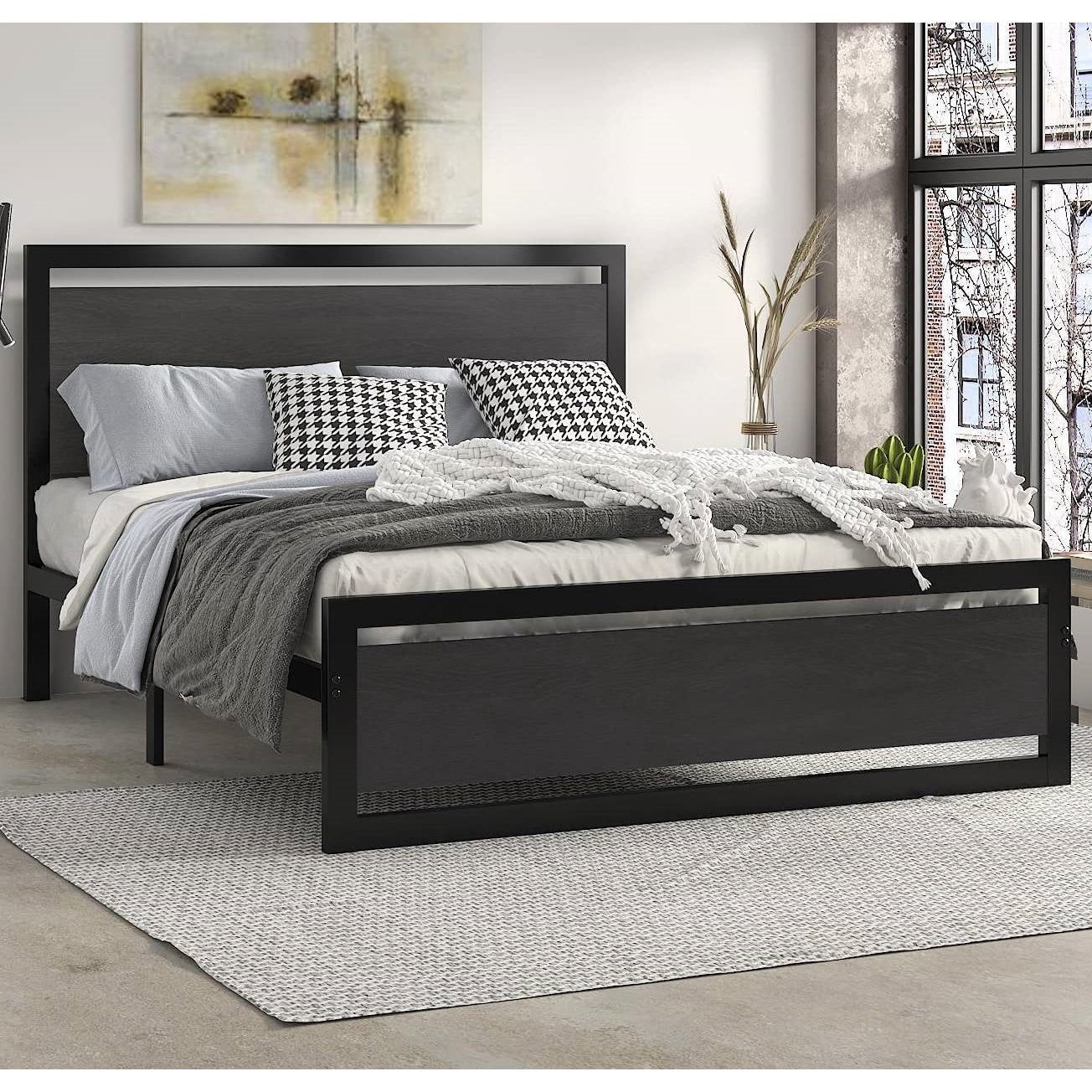 Black Metal Platform Bed Frame