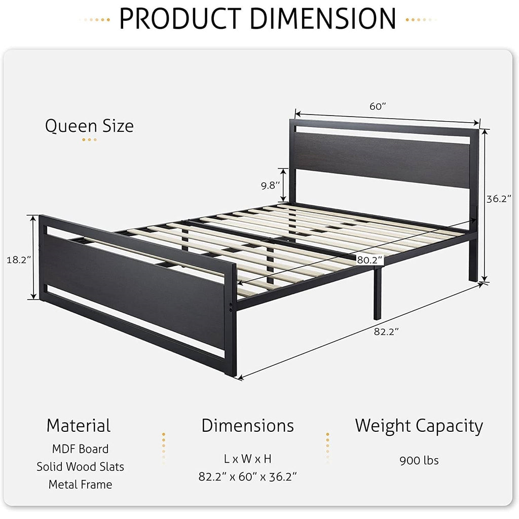 Black Metal Platform Bed Frame