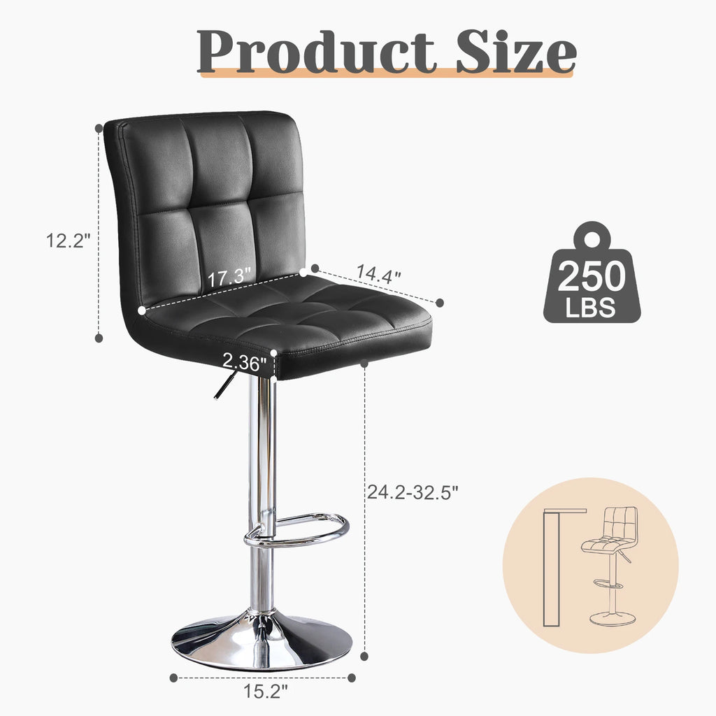 The Classic Bar Stool — Set of 2 PU Leather with Footrest
