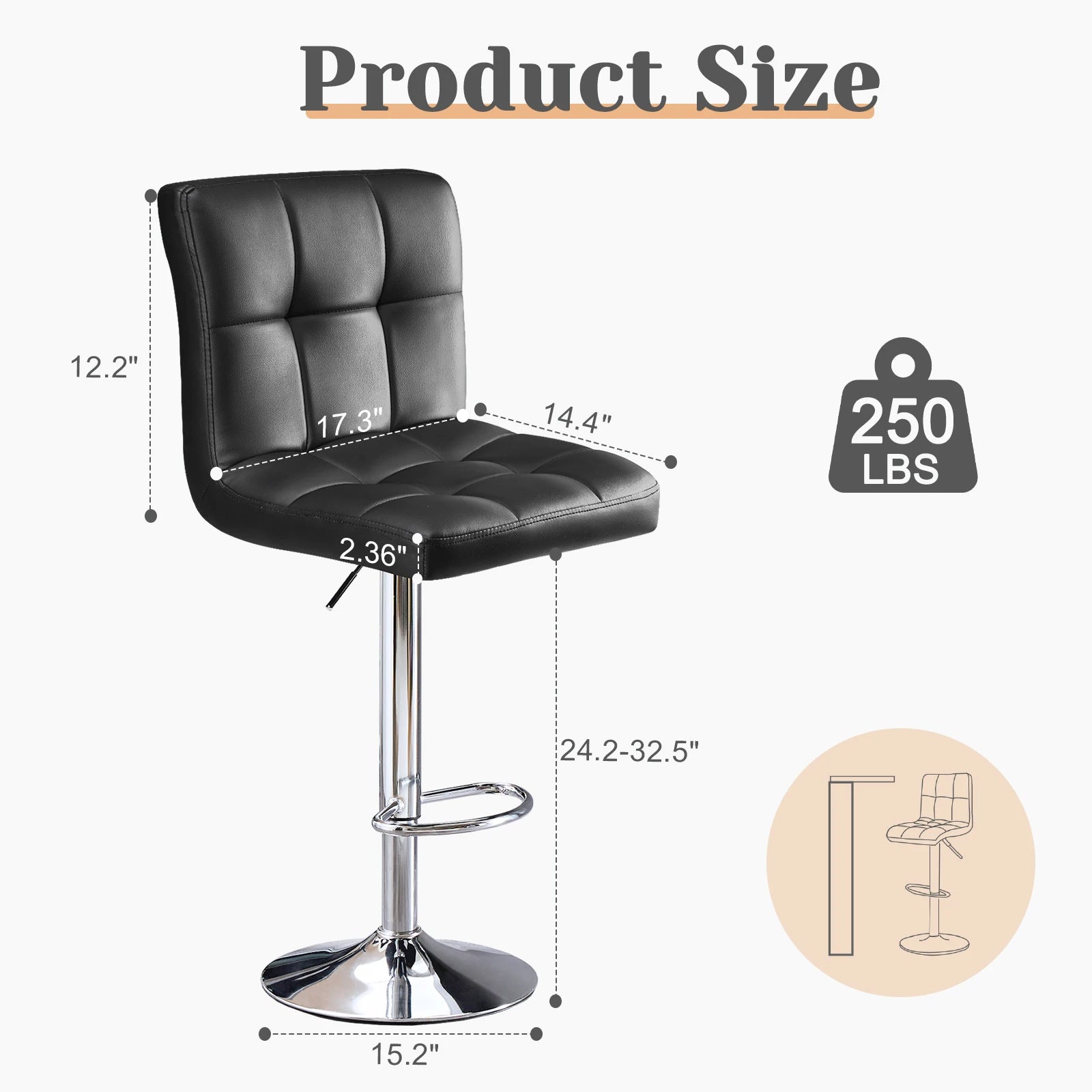 The Classic Bar Stool — Set of 2 PU Leather with Footrest
