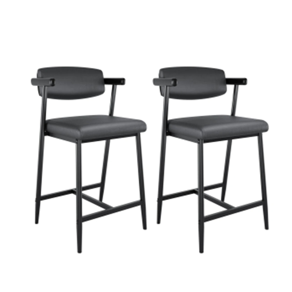 The Comfort Bar Stool Set — Set of 2 with Back, Arms & Footrest
