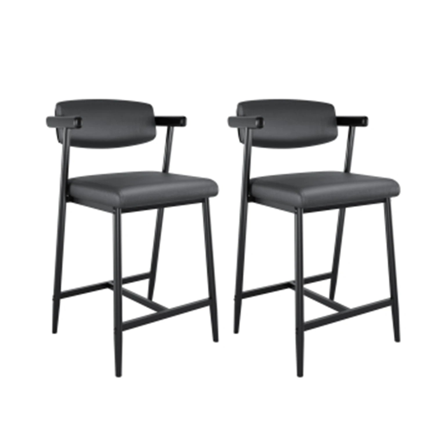 The Comfort Bar Stool Set — Set of 2 with Back, Arms & Footrest