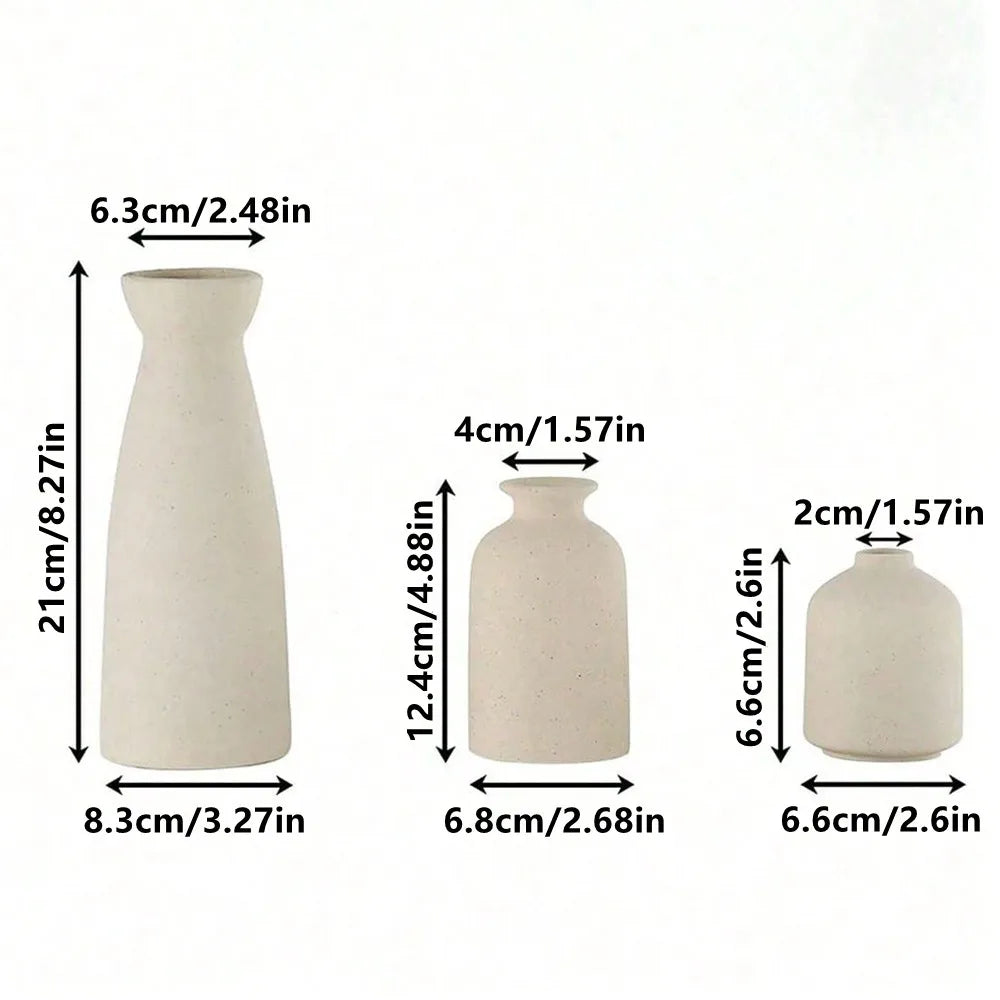 Bohemian Ceramic Vase Set — Set of 3