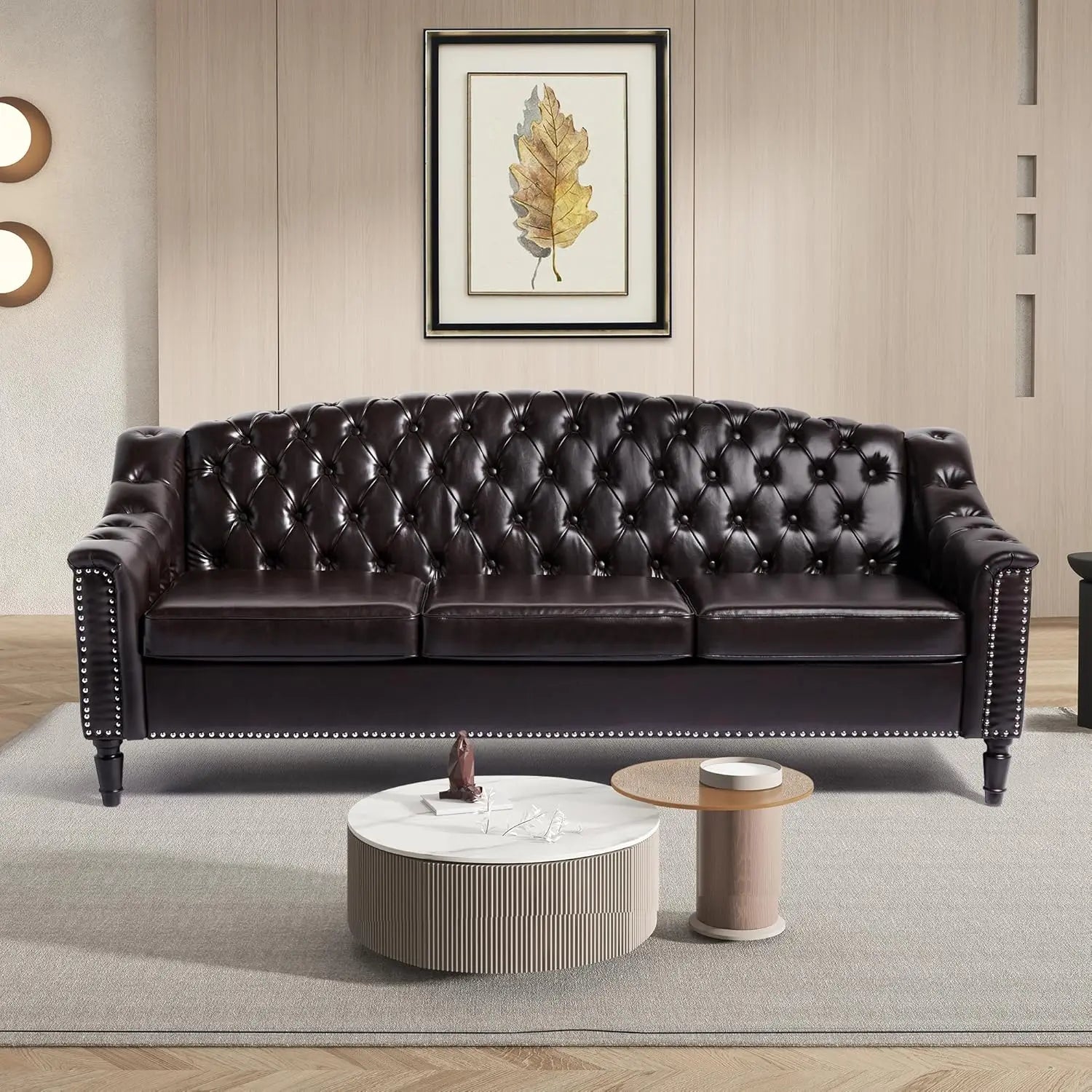 The Chesterfield Sofa — 80" High Back Leather Couch
