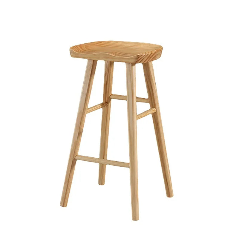 The Nordic Bar Chair — Solid Wood High Stool with Cushion