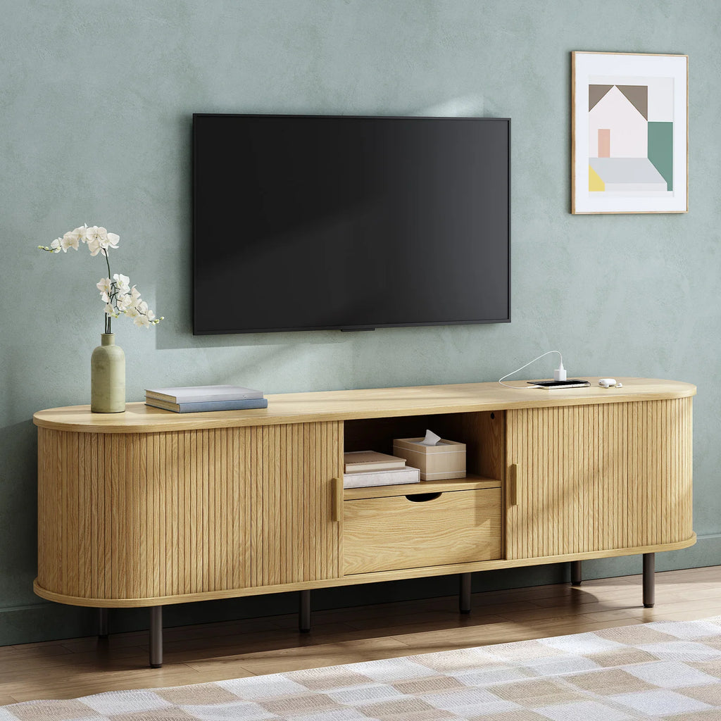 The Media Console — 69" TV Stand with Power Outlet & Storage