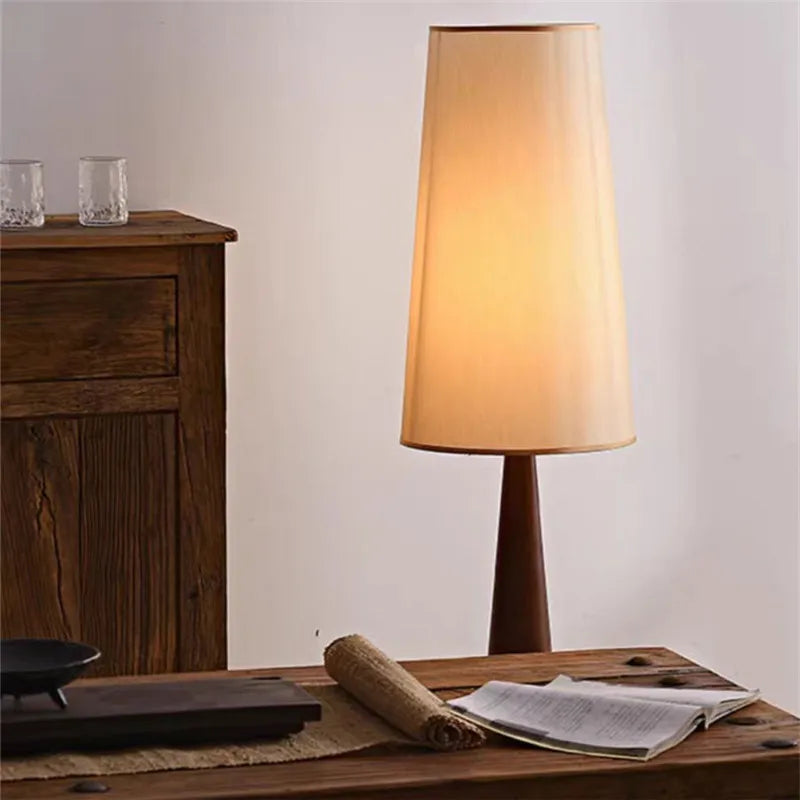 The Wabi-Sabi Floor Lamp — Natural Wood & Fabric Shade
