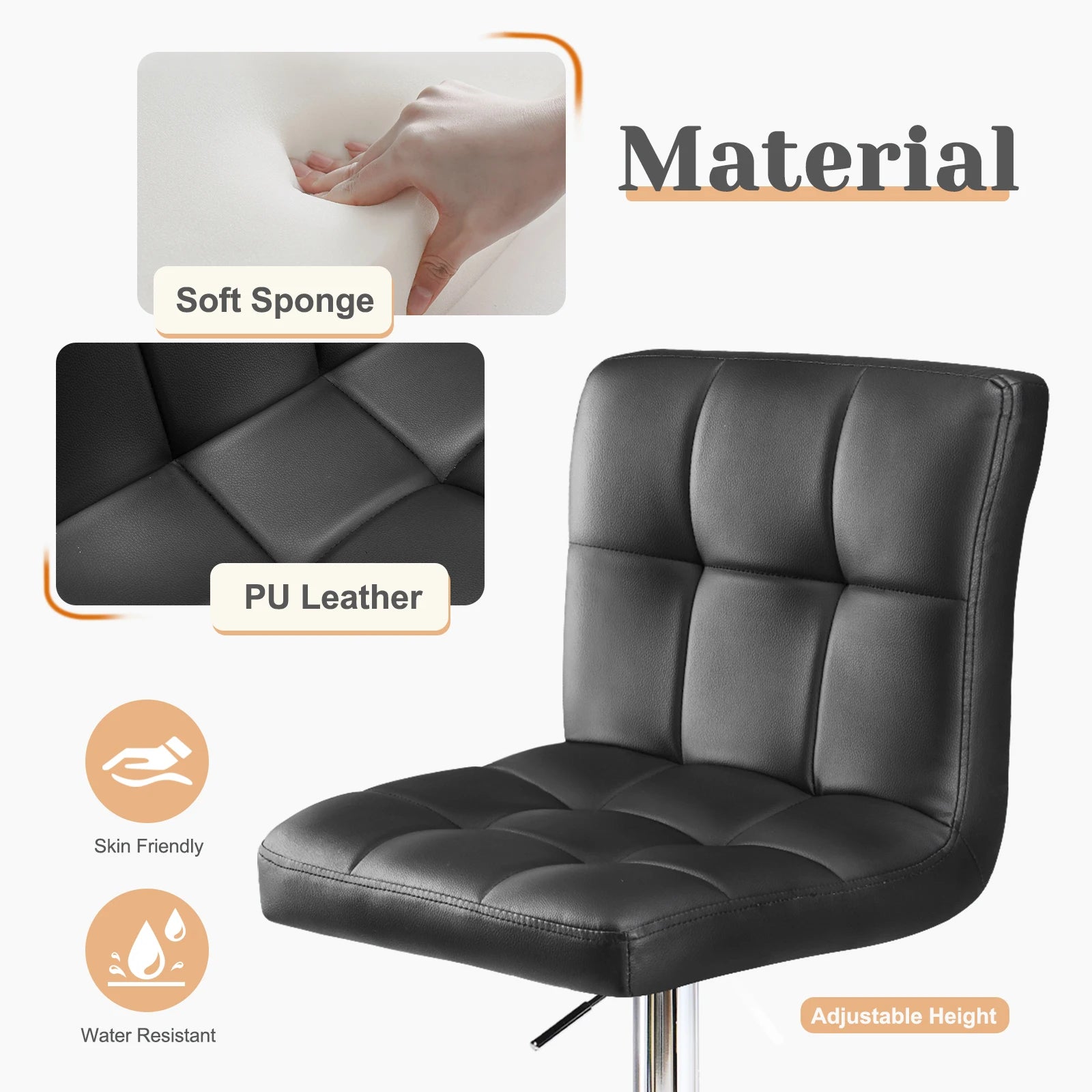 The Classic Bar Stool — Set of 2 PU Leather with Footrest
