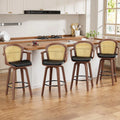 Mid-Century Bentwood Bar Stools — Set of 4 with Arms & Swivel
