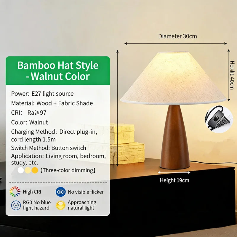 The Wabi-Sabi Floor Lamp — Natural Wood & Fabric Shade