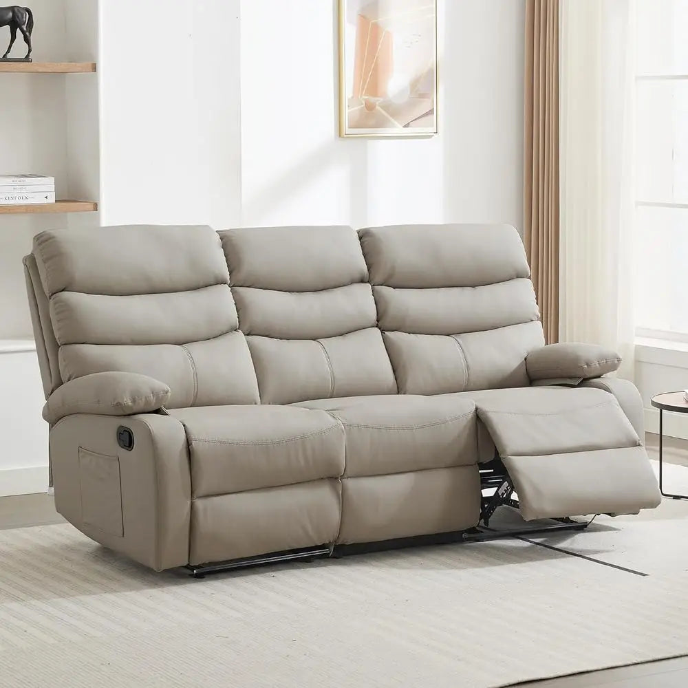 The 3-Seater Recliner Sofa — Beige Manual Reclining Couch