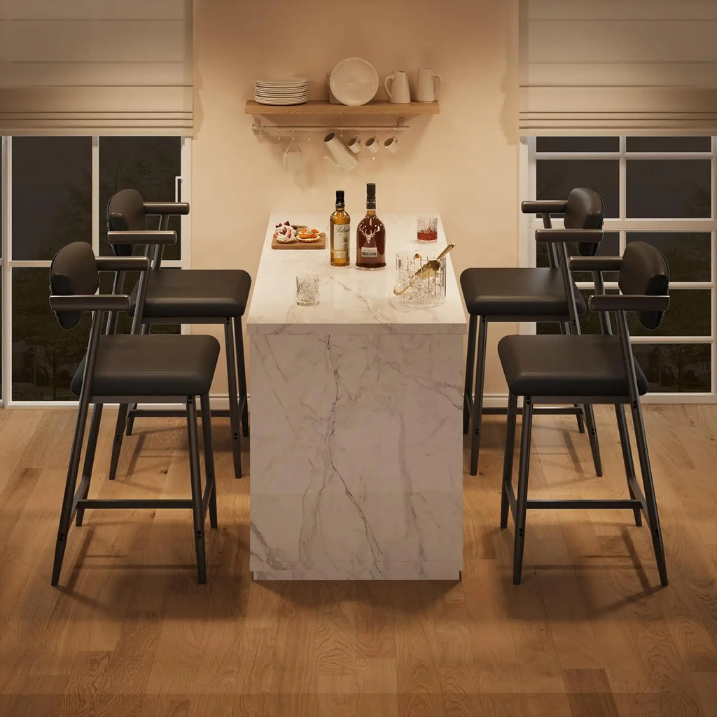 The Comfort Bar Stool Set — Set of 2 with Back, Arms & Footrest