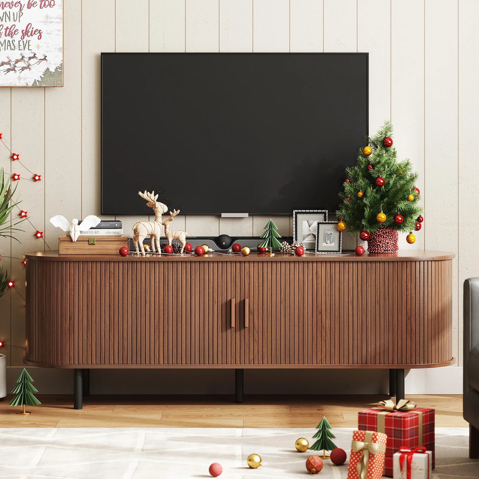 The Media Console — 69" TV Stand with Power Outlet & Storage