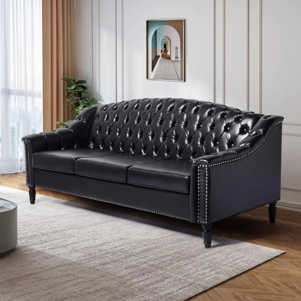 The Chesterfield Sofa — 80" High Back Leather Couch