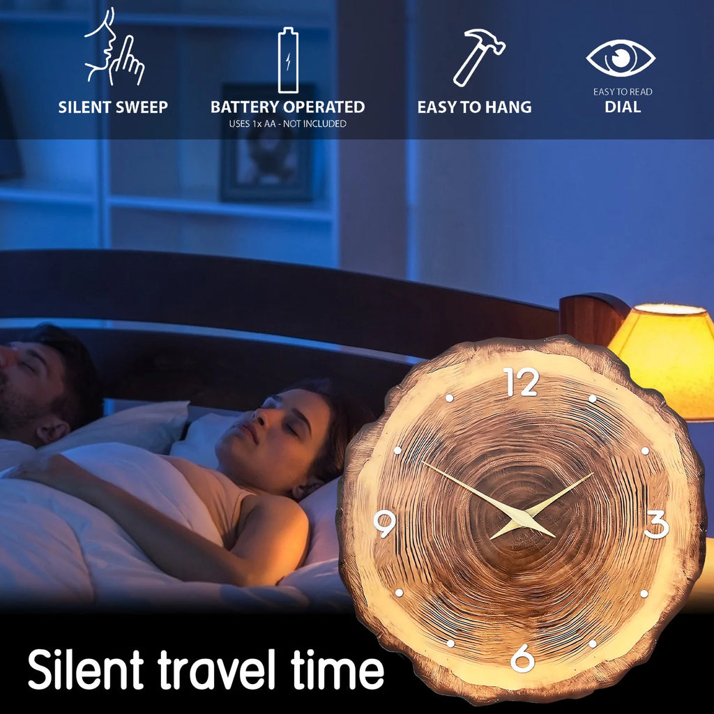 The Wood Ring Wall Clock — Silent Quartz with Natural Grain