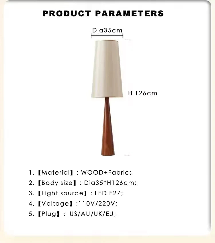 The Wabi-Sabi Floor Lamp — Natural Wood & Fabric Shade