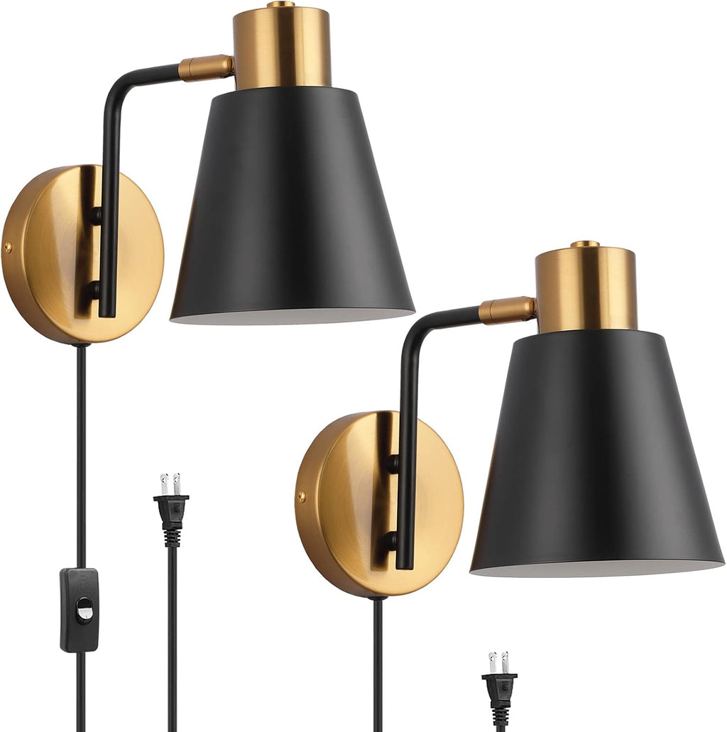 Plug in Wall Sconce Set of 2, Modern Wall Lamp Wall Light Fixture
