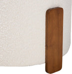 Finlay Modern Japandi Cream Boucle Fabric and Walnut Brown Finished Wood Ottoman Footstool