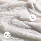 Decorative Extra Soft Fuzzy Faux Fur Throw Blanket 50" X 60",Solid Reversible Long Hair Shaggy Blanket,Fluffy Cozy Plush Comfy Microfiber Fleece Blankets for Couch Sofa Bedroom,Cream White