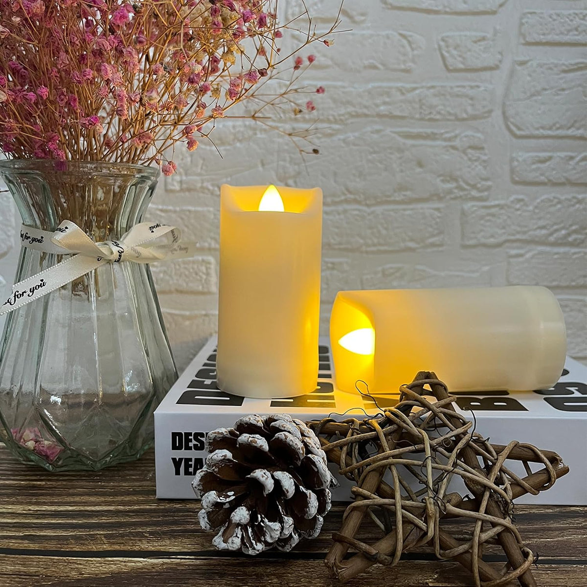 2PCS LED Flameless Candles Battery Operated Outdoor LED Lights Home Decor