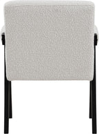 481Cream Woodloch Collection Mid-Century Modern Boucle Fabric Upholstered Accent Chair with Rich Cream Boucle Fabric, Black Finish Solid Wood, 24.5" W X 23.5" D X 32" H, Cream