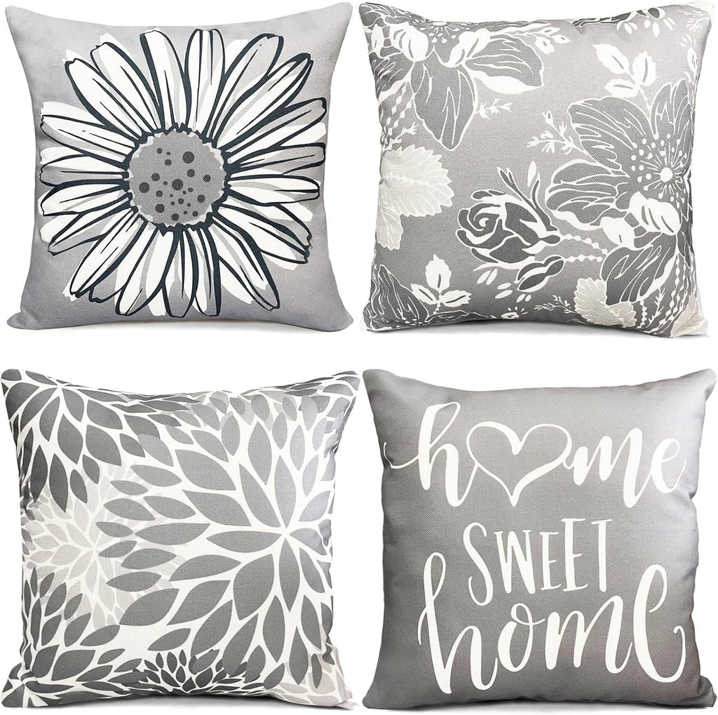 Decorative Boho Farmhouse Throw Pillow Covers 22X22 Inch Set of 4