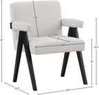 481Cream Woodloch Collection Mid-Century Modern Boucle Fabric Upholstered Accent Chair with Rich Cream Boucle Fabric, Black Finish Solid Wood, 24.5" W X 23.5" D X 32" H, Cream