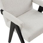 481Cream Woodloch Collection Mid-Century Modern Boucle Fabric Upholstered Accent Chair with Rich Cream Boucle Fabric, Black Finish Solid Wood, 24.5" W X 23.5" D X 32" H, Cream