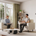 38" Modern Single Sofa Linen Upholstered Armrest Accent Chair with High-Density Foam & Fixed Armrests,Comfortable Armchair Upholstered Reading Chair for Living Room, Bedroom & Office,Beige
