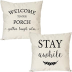 Outdoor Throw Pillow Covers 20X20 Inch Set of 2, Cream