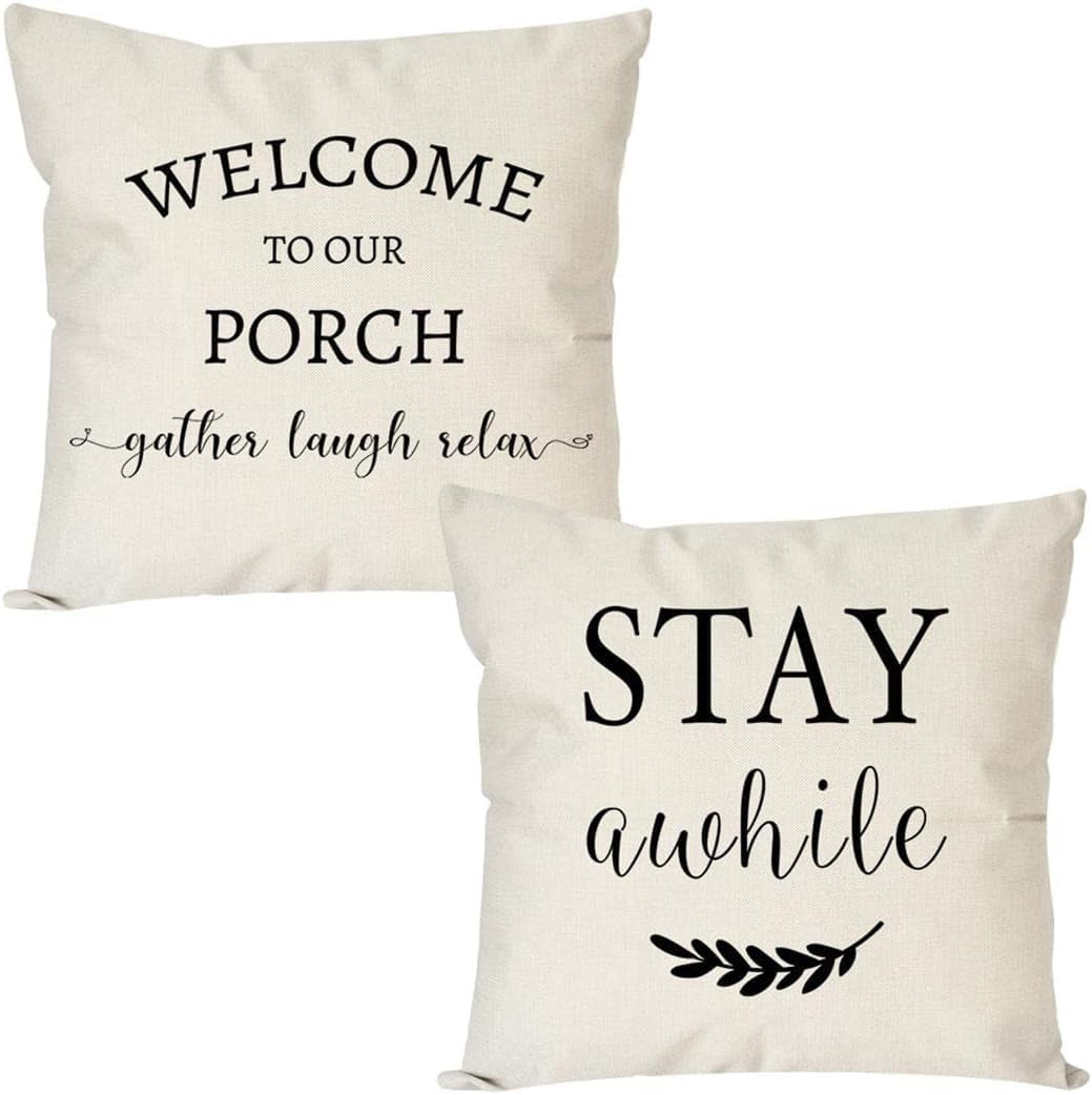 Outdoor Throw Pillow Covers 20X20 Inch Set of 2, Cream