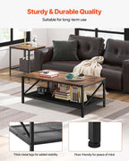 3 Pieces Living Room Table Sets, 41.3 in Industrial Coffee Table with 2 Square End Side Tables, Easy Assembly Coffee and End Tables Sets with Metal Legs, for Office, Living Room & Apartment