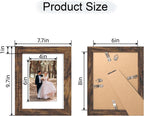 6X8 Picture Frame with Mat 4X6 - High Definition Real Glass Wooden Photo Frames for Tabletop Display and Wall Mounting (Brown, Set of 4)