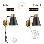 Plug in Wall Sconce Set of 2, Modern Wall Lamp Wall Light Fixture