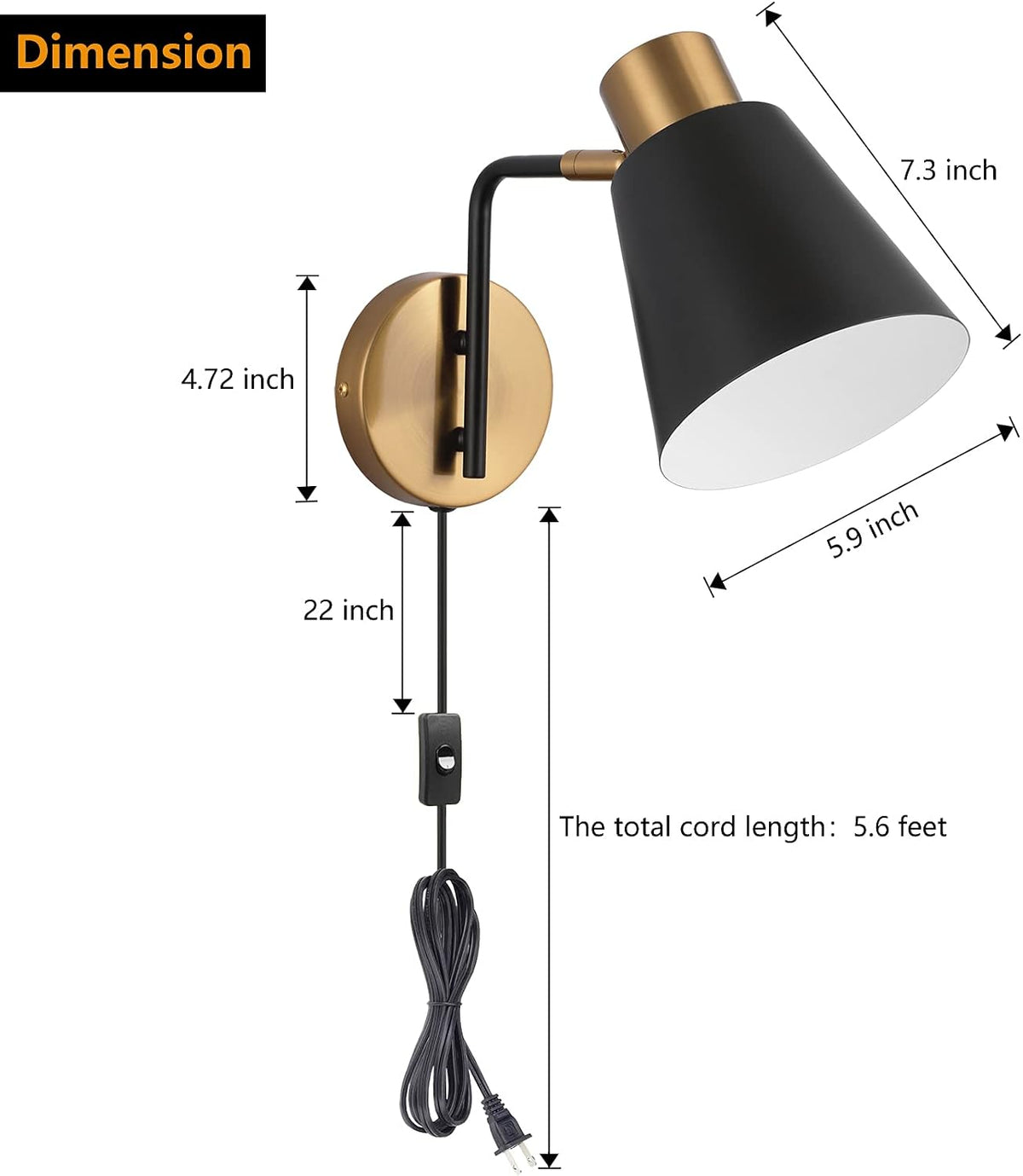 Plug in Wall Sconce Set of 2, Modern Wall Lamp Wall Light Fixture