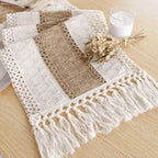 Boho Table Runner for Fall Home Decor 12X60 Rustic with Tassels