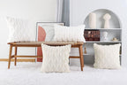 Set of 2 Soft Polyester Short Wool Velvet Decorative Throw Pillow Covers 18X18 Inch Beige Square Luxury Style Cushion Cases Pillow Shell for Sofa Bedroom